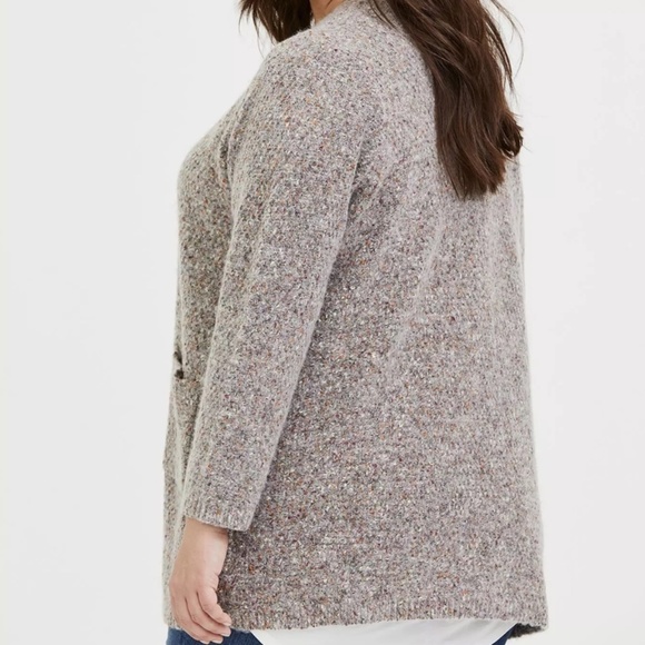 TORRID Grey & Colorful Marled Woolen Fuzzy Knit Cardigan - Size 3X - Picture 3 of 14